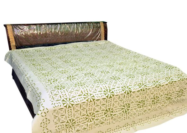 Applique Work Bed Sheet Green