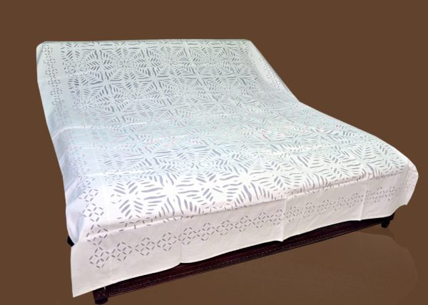 Applique Work Bed Sheet White