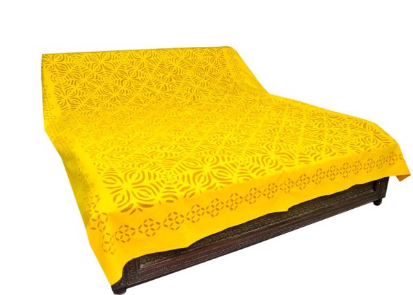 Applique Work Bed Sheet Yellow